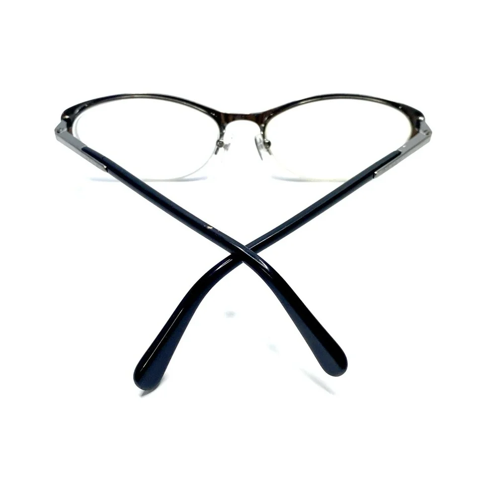 Prada Black Black Silver Retro Half Rim Cat Eye Glasses Italy VPR54 53 17 130